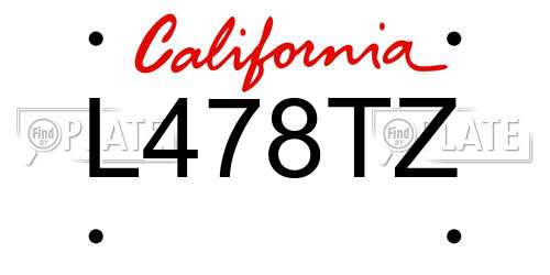 L478TZ California License Plate