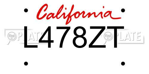 L478ZT California License Plate