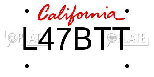 L47BTT California License Plate