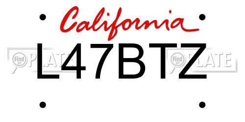 L47BTZ California License Plate