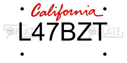 L47BZT California License Plate