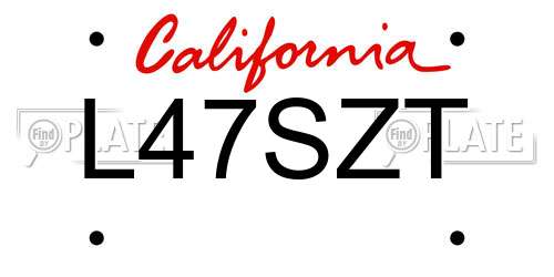 L47SZT California License Plate