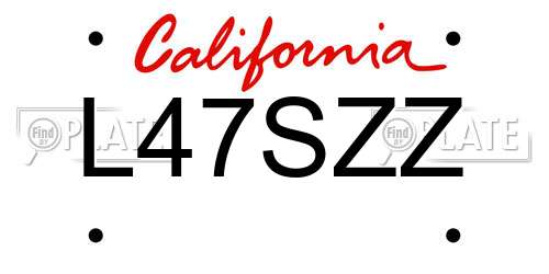 L47SZZ California License Plate