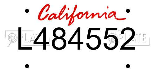 L484552 California License Plate