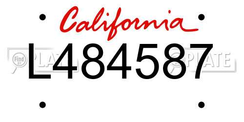 L484587 California License Plate