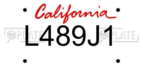 L489J1 California License Plate