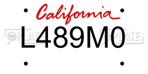 L489M0 California License Plate