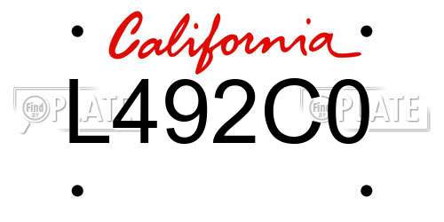 L492C0 California License Plate