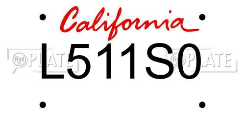 L511S0 California License Plate