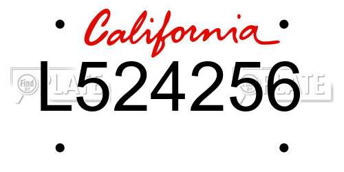 L524256 California License Plate
