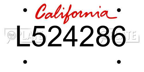 L524286 California License Plate