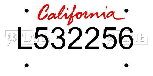 L532256 California License Plate