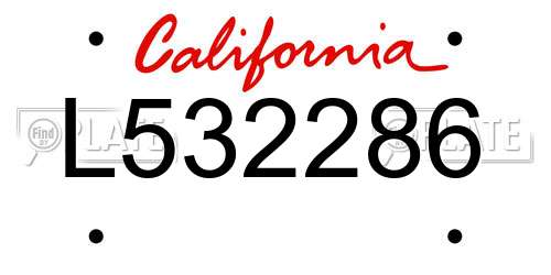 L532286 California License Plate
