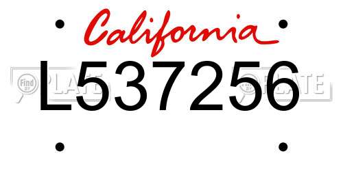 L537256 California License Plate