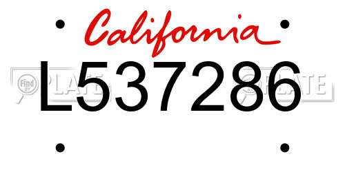 L537286 California License Plate