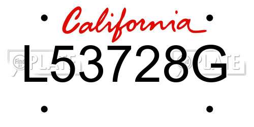 L53728G California License Plate