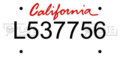L537756 California License Plate