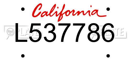 L537786 California License Plate
