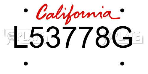 L53778G California License Plate