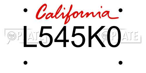 L545K0 California License Plate