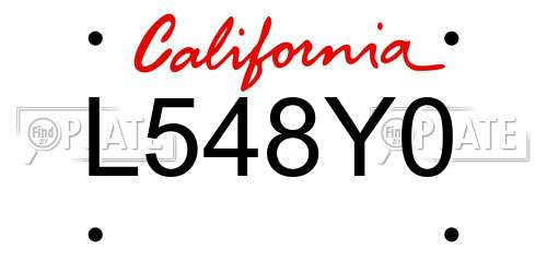L548Y0 California License Plate