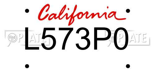 L573P0 California License Plate