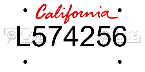 L574256 California License Plate