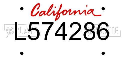 L574286 California License Plate