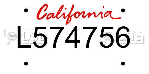 L574756 California License Plate