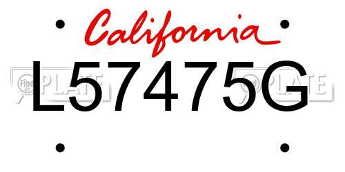 L57475G California License Plate