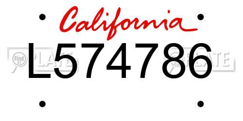 L574786 California License Plate