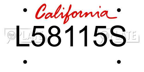 L58115S California License Plate