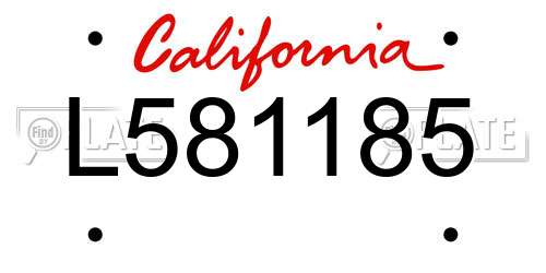 L581185 California License Plate