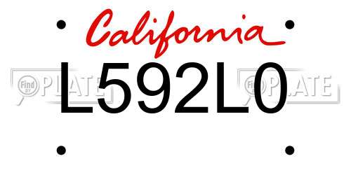L592L0 California License Plate