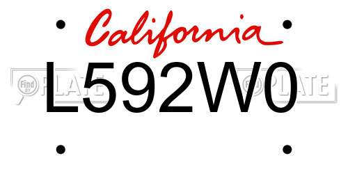 L592W0 California License Plate