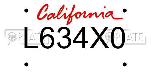 L634X0 California License Plate