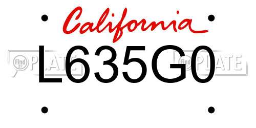 L635G0 California License Plate