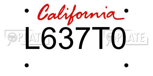 L637T0 California License Plate