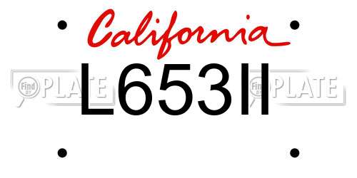 L653II California License Plate