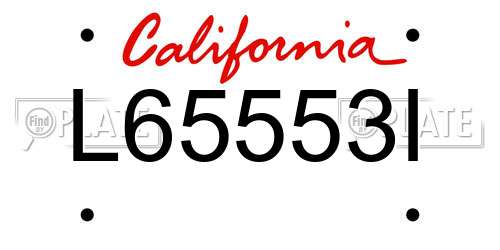L65553I California License Plate