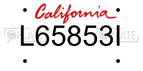 L65853I California License Plate