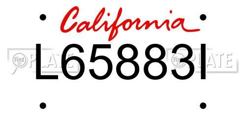 L65883I California License Plate