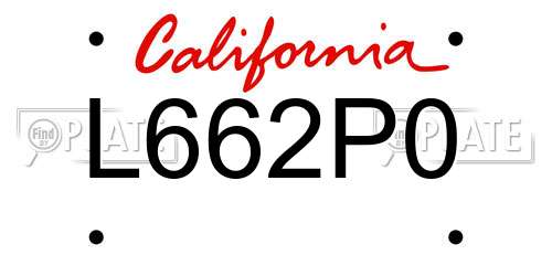 L662P0 California License Plate