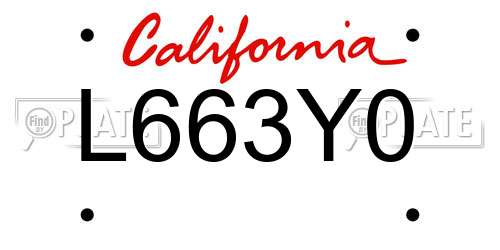 L663Y0 California License Plate
