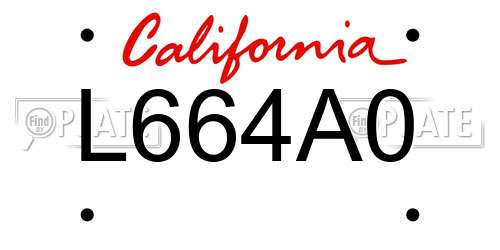 L664A0 California License Plate