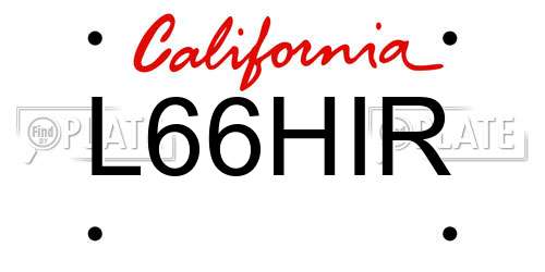L66HIR California License Plate