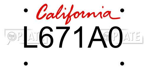 L671A0 California License Plate
