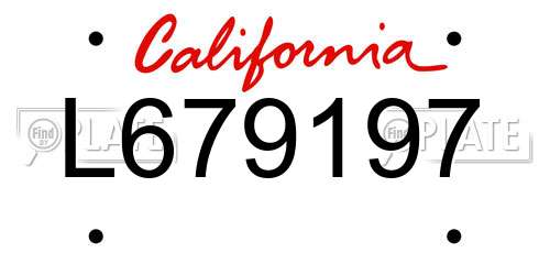 L679197 California License Plate