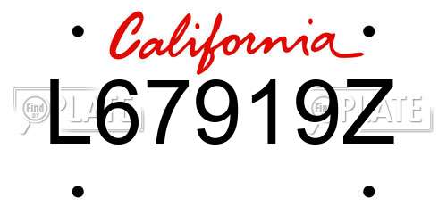 L67919Z California License Plate