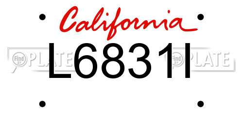 L6831I California License Plate